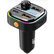 Acl Aft-13 Bluetooth Fm Transmiter Araç Şarj Cihazı - Hızlı Şarj Dual USB Type-C Girişli Rgb Işıklı