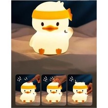 Esplendor Store Çocuk Bebek Odası Bandanalı Ördek Figür Gece Lambası LED Işık Sevimli Figürlü Dokunmatik Şarjlı