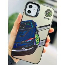 Esplendor Store 11 ile Uyumlu Köşeli Parmak Izi Bırakmaz Silvia Baskılı Metalik Electro Silikon Kılıf