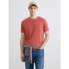 LC Waikiki Lcwaıkıkı Classic Kahverengi Bisiklet Yaka Erkek Penye Tişört