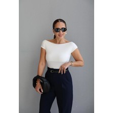 Purple By Banu Ekru Kayık Yaka Body