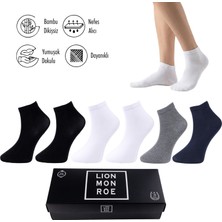 Lion Monroe Saf Bambu Erkek Yarım Konç Düz Siyah - Beyaz - Gri - Lacivert Çorap Dikişsiz Premium Kutulu 6'lı L5952AZNP Softaura