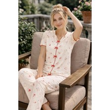 Pemilo Kadın 01669 Kısa Kol Kaşkorse Pijama Takımı