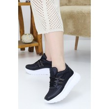 Emax Kadın Siyah Kalın Taban Spor Ayakkabı | Şık Günlük Sneaker