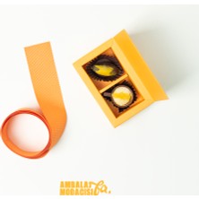 Ambalaj Modacısı Future Box With Bag 2 Gözlü Turuncu Çikolata Kutusu ( 5 Adet )
