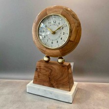 Deco Vien Ahşap ve Mermer Kaideli Dekoratif Masa Saati – 15×28 cm