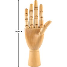 Temel Ahşap El Modeli, Mafsallı Tabanlı Çizim ve Takı Sergileme Mankeni, 30 cm
