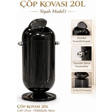 Adefco 20 Lt Tekerlekli Çöp Kovası Kapaklı Modern Tasarım Çıkarılabilir Hazneli Siyah