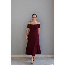 Purple By Banu Mürdüm Kayık Yaka Maxi Elbise