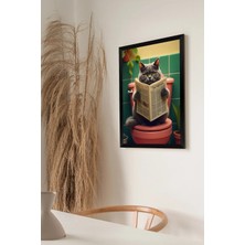 Artavessa Tek Parça Siyah Çerçeve Görünümlü Kedi Baskılı Mdf 20X30 cm Tablo - Model 16