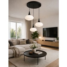 Ömür Avize Hazal Siyah Kasa 3lü Sarkıt Avize