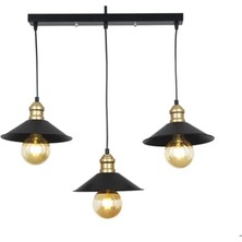 Ömür Avize Belinda 3'lü Siyah Sıvama Sıralı Sarkıt Avize