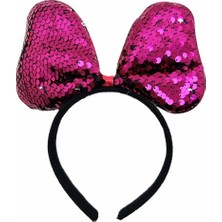 İlk El Grup Ieg™ Renk Değiştiren Pullu Payetli Fiyonk Parti Tacı Fuşya Gümüş Renk 20X16 cm