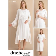 Duchesse 2040 Ekru Hamile Lohusa Gecelik Sabahlık Takım