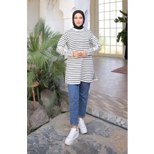 Sefa Merve Çizgili Spor Tunik 71295-01 Siyah
