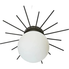 Ömür Avize Birce Plofonyer Lüks Siyah Kasa Beyaz Camlı Avize