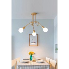 Ömür Avize Marla Modern Gold Eskitme Rengi Tasarım Üçlü Avize