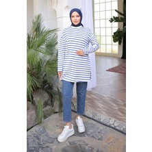 Çizgili Spor Tunik 71295-04 Saks