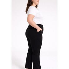 Sosyete Awm Kadın Büyük Beden Krep Kumaş Çepli Siyah Pantolon