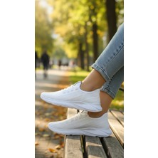 Fore Sport  Unisex Beyaz Triko Fileli Spor Ayakkabı - Hafif Tabanlı, Günlük Yürüyüş ve Koşu Ayakkabısı