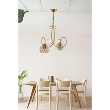 Ömür Avize Alya Gold Kasa Kristal Camlı Avize