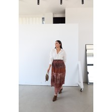 Özge Özgenç Etnik Desen Pileli Etek
