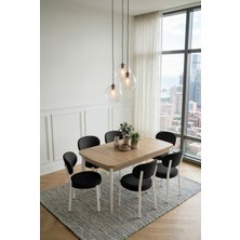 Deren Home Pufy Serisi 80X130 Açılabilir Masa +6 Adet Silinebilir Sandalye Masa Takım