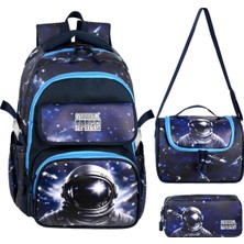 Waddell Deri Baskılı Astronot Desenli Ilkokul Sırt Çantası,termal Beselnme Çantası ve Kalemlik