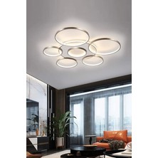 Ömür Avize Jüpiter Modern Gri Kasa ( ( 75 cm ) ) Beyaz Ledli Plofonyer Ledli Avize
