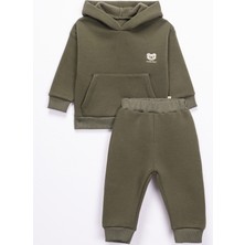 Kapüşonlu Şardonlu Unisex Bebek 2’li Eşofman Takımı