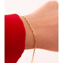 Adil İdil Kuyumculuk Zarif Oval Halkalı Altın Bileklik