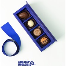 Ambalaj Modacısı Future Box With Bag 4 Gözlü Mavi Çikolata Kutusu ( 5 Adet )