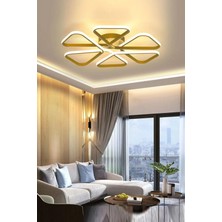 Ömür Avize Sambuka Modern Gold Kasa Beyaz Ledli Altılı Ledli Avize