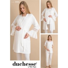 Duchesse 3005 Ekru 3 Lü Hamile Lohusa Pijama Sabahlık Tk