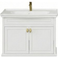Creavit Antik Kapaklı 100 cm Beyaz Lavabo Dolabı Ikili Set