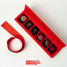 Ambalaj Modacısı Future Box With Bag 6 Gözlü Kırmızı Çikolata Kutusu