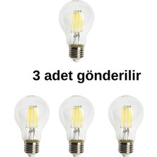 Ömür Avize CT-4217 Edison LED Rustik Ampul 8W Günışığı (Sarı) - 3’lü Paket