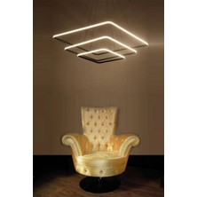 Ömür Avize Nikol Modern Siyah Kasa Beyaz Ledli Üçlü Avize