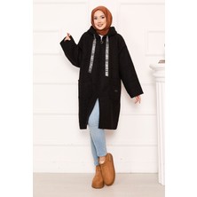 Mat Fermuarlı Kapüşonlu Buklet Kap Siyah