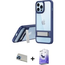 BUTİMAR'S iPhone 13 Pro Max Yadigar Yansıma - Siyah Bilvis 5in1 5d Magic Hayalet Cam Ekran Koruyucu + Mavi Rainbow Kamera Lens Koruma Cam