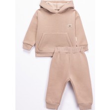 Kapüşonlu Şardonlu Unisex Bebek 2’li Eşofman Takımı