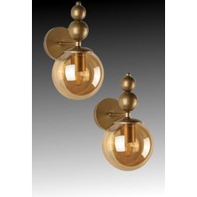 Ömür Avize Bolivia 2li Eskitme Gold Bal Camlı Duvar Aplik ( Pilli Değildir)
