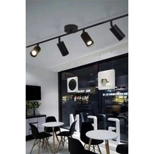 Ömür Avize Duru Siyah 4'lü Sıralı Spot Ledli Avize