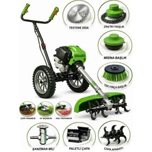 Dragro Benzinli Mini Çapalama Makinesi ve Ot Biçme Tırpan Seti Çift Çapalı Full Set