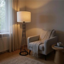 Ömür Avize Deniz Silindir Şapka Siyah Ayaklı Lambader