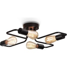 Ömür Avize Retro Rustik Akrep Siyah Dörtlü Avize