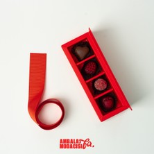 Ambalaj Modacısı Future Box With Bag 4 Gözlü Kırmızı Çikolata Kutusu ( 5 Adet )
