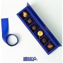 Ambalaj Modacısı Future Box With Bag 6 Gözlü Mavi Çikolata Kutusu