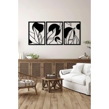 Artavessa 3 Parça Floral Çiçekler Temalı Lazer Kesim Mdf Tablo Seti - Model 1