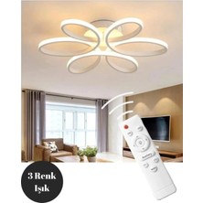 Ömür Avize Modern Stella Beyaz Kasa Beyaz Ledli Plofonyer Avize 60 cm Çap